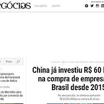 China j investiu R$ 60 bilhes na compra de empresas no Brasil desde 2015